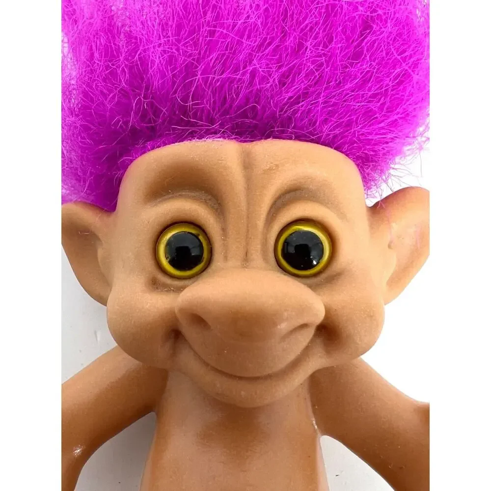 Vintage Lucky IMM Forest Troll Doll Purple Hair Brown Eyes
